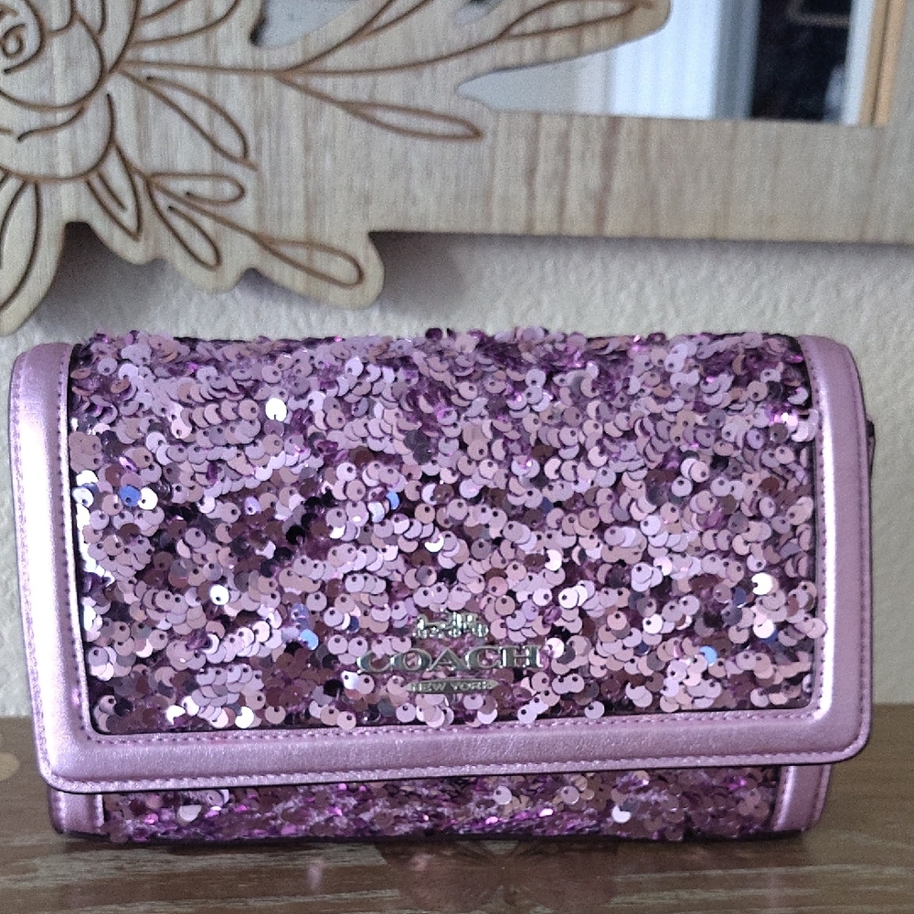 Coach Lavender Sequin Wristlet